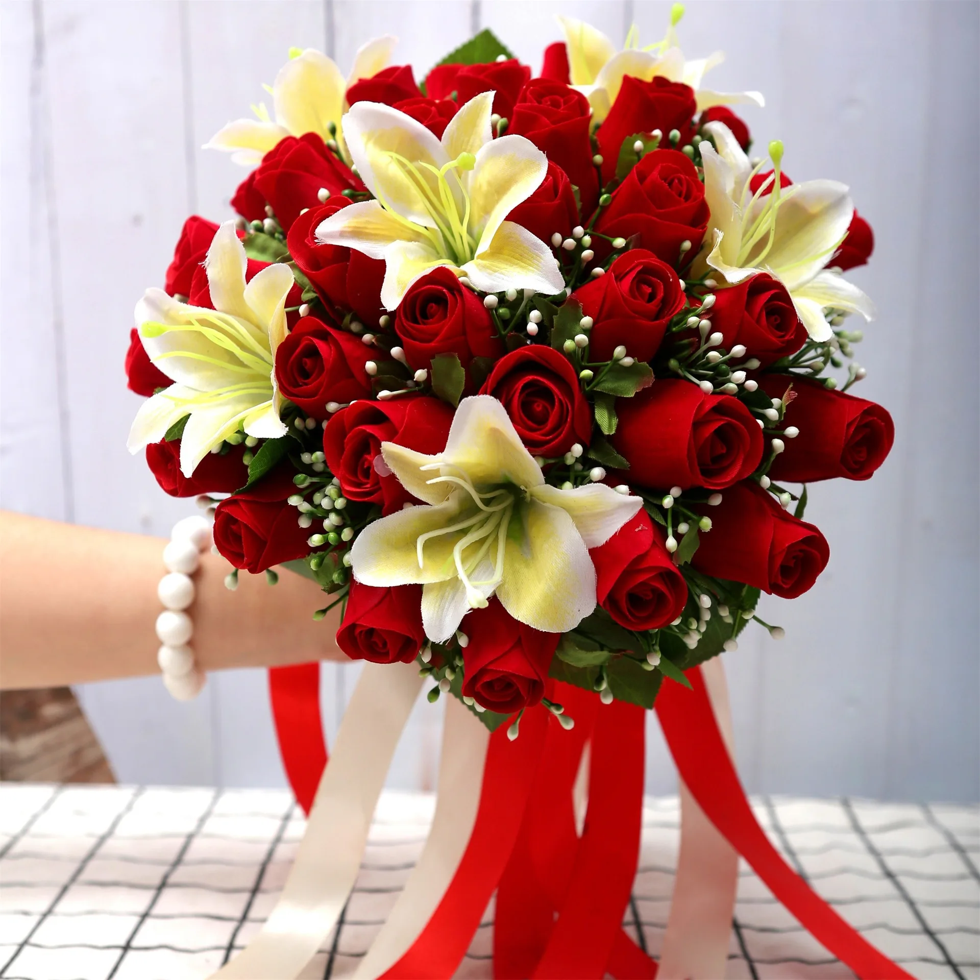 Gorgeous Artificial Foam Wedding Bridal Bouquet Bride Hand Flower Rose