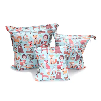 

Reusable Wet Bag Mini Wetbag For Cloth Diaper Nappy Nursing Menstrual Pad PUL Stroller Maternity Wet Diaper Bag Washable 3pc Set