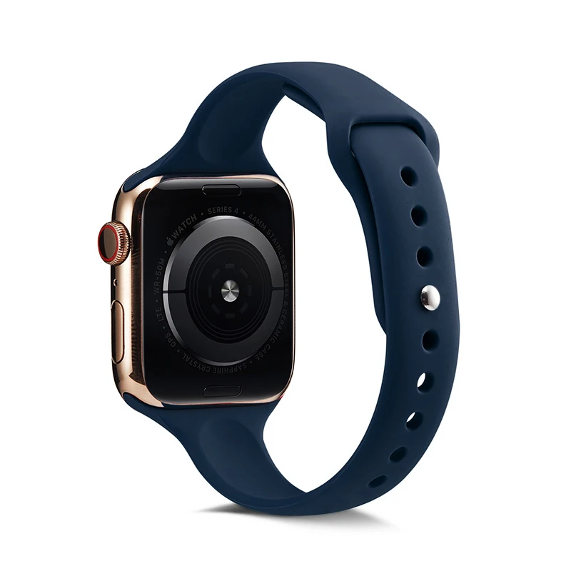 Ремешок для часов Apple Watch 38 мм 42 мм 44 мм 40 мм IWatch 4 3 2 1 спортивный силиконовый ремешок тонкий браслет аксессуары для часов - Цвет ремешка: Navy