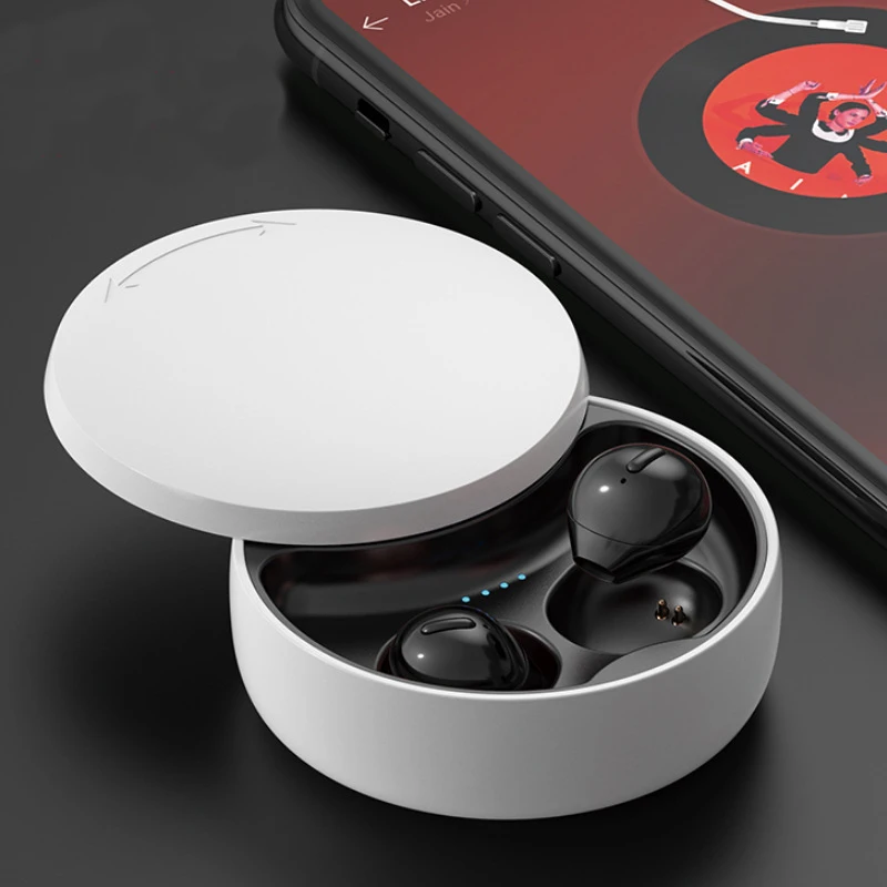 FOOVDO Mini TWS Bluetooth Wireless Earphones Headphones 3D Stereo Headsets IPX5 Waterproof Earpiece Cute Earbuds with Mic