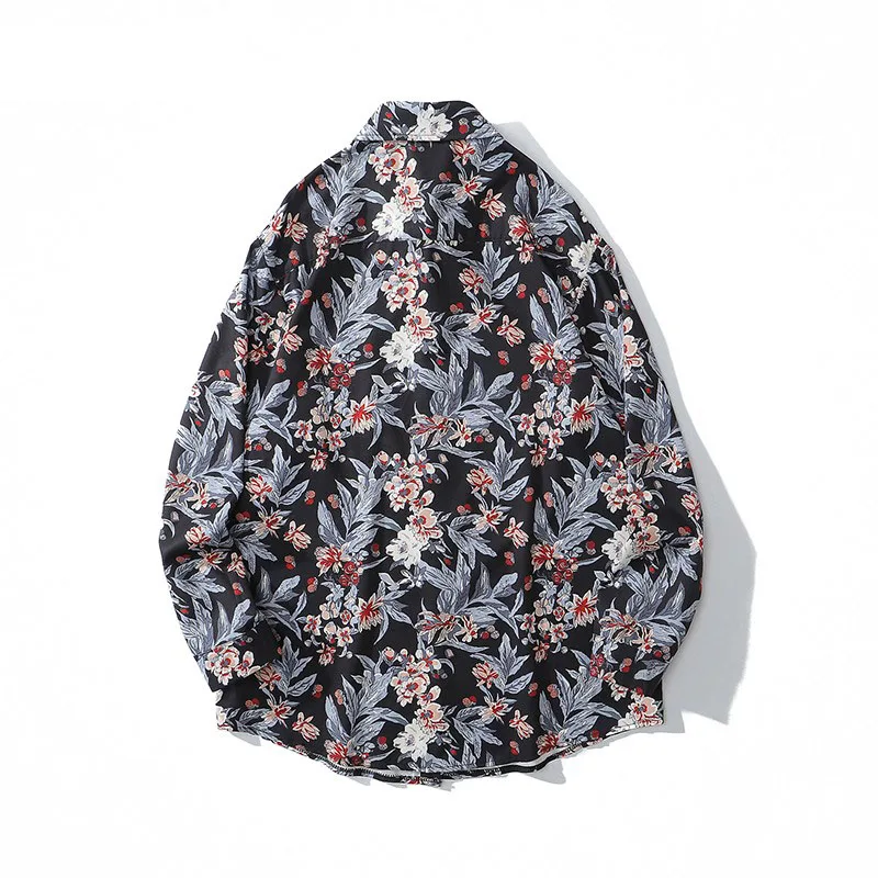 Men Shirt 2021 New Arrival Spring And Autumn Trend Loose Flowers Leaf Beautiful Male Shirt Thin Chinese Style S120