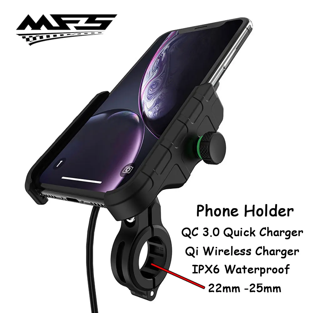 Qi Беспроводной Зарядное устройство Держатель для телефона на мотоцикл с USB QC3.0
