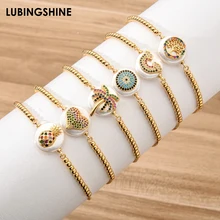 Роскошный Циркон Древо жизни скользящий браслет-цепочка медные бусины в виде ракушки бабочка сглаза браслеты для женщин регулируемые ювелирные изделия