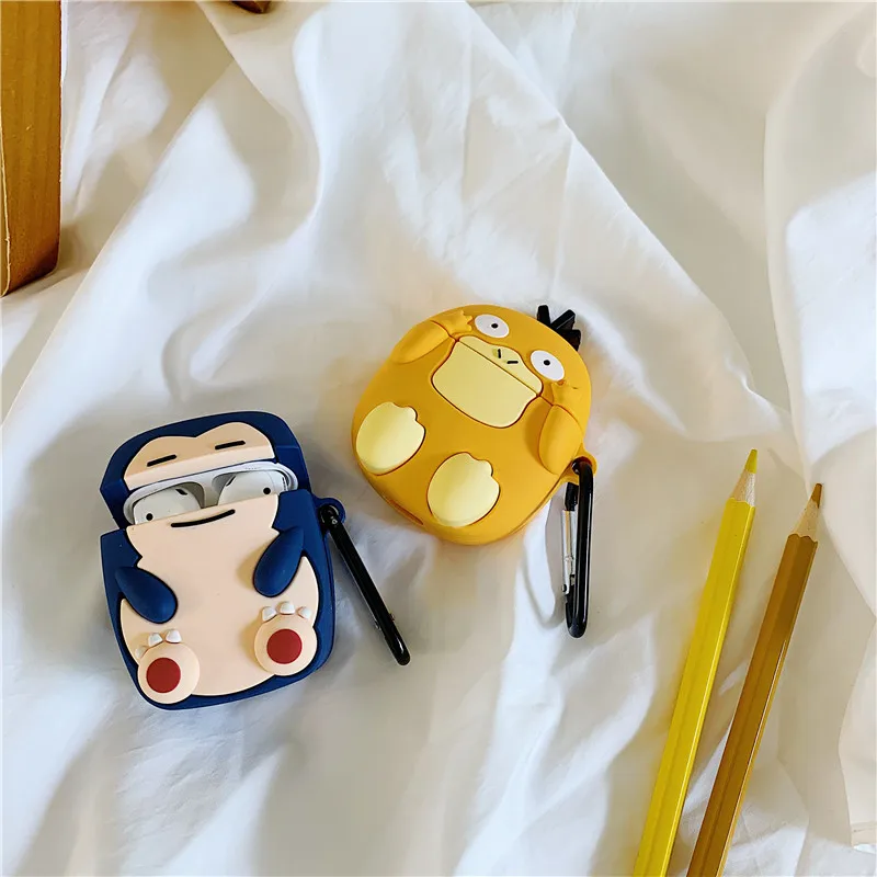 3D милый мультяшный Покемон Psyduck Snorlax Kabigon чехлы для наушников для Apple Airpods 1/2 силиконовый защитный чехол для наушников