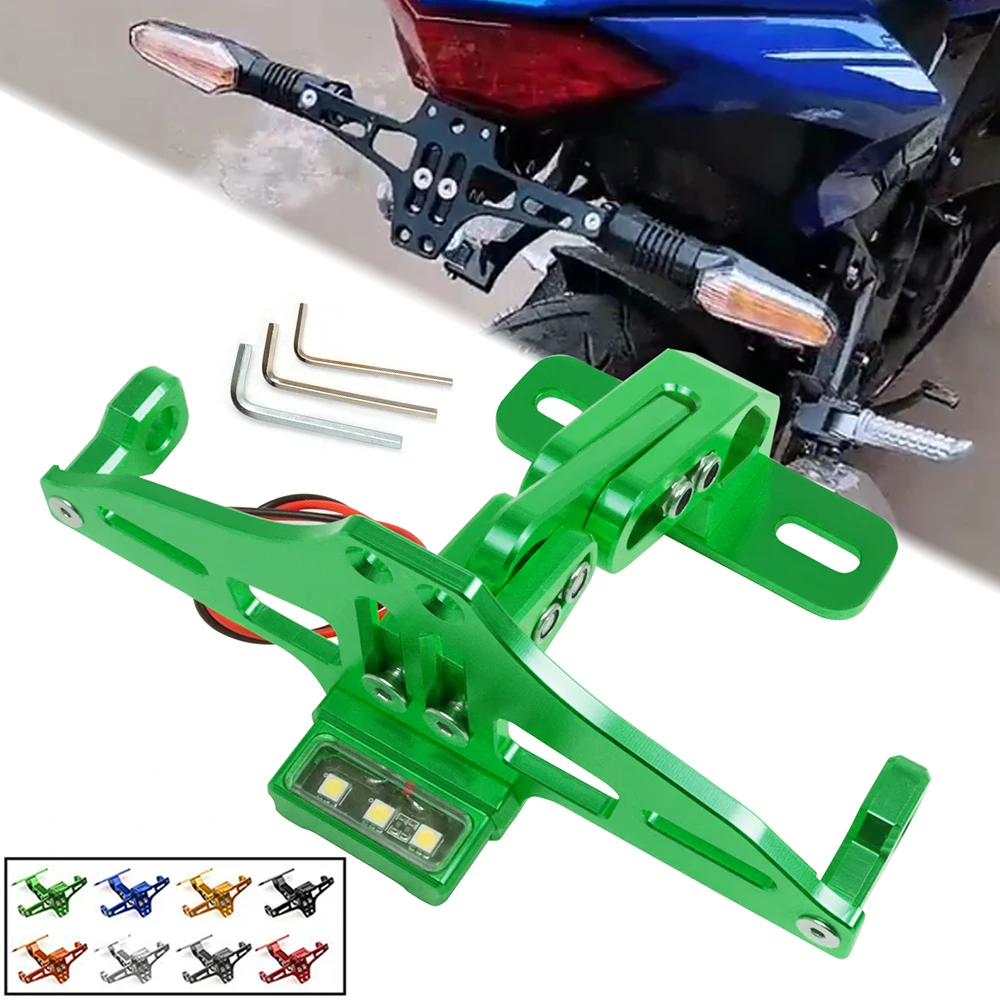 Universal Rear License Plate Mount Holder With LED Light For Honda For Kawasaki Z650 Z750 Z800 Z900/RS Z1000/SX Z800 Z250 Z300