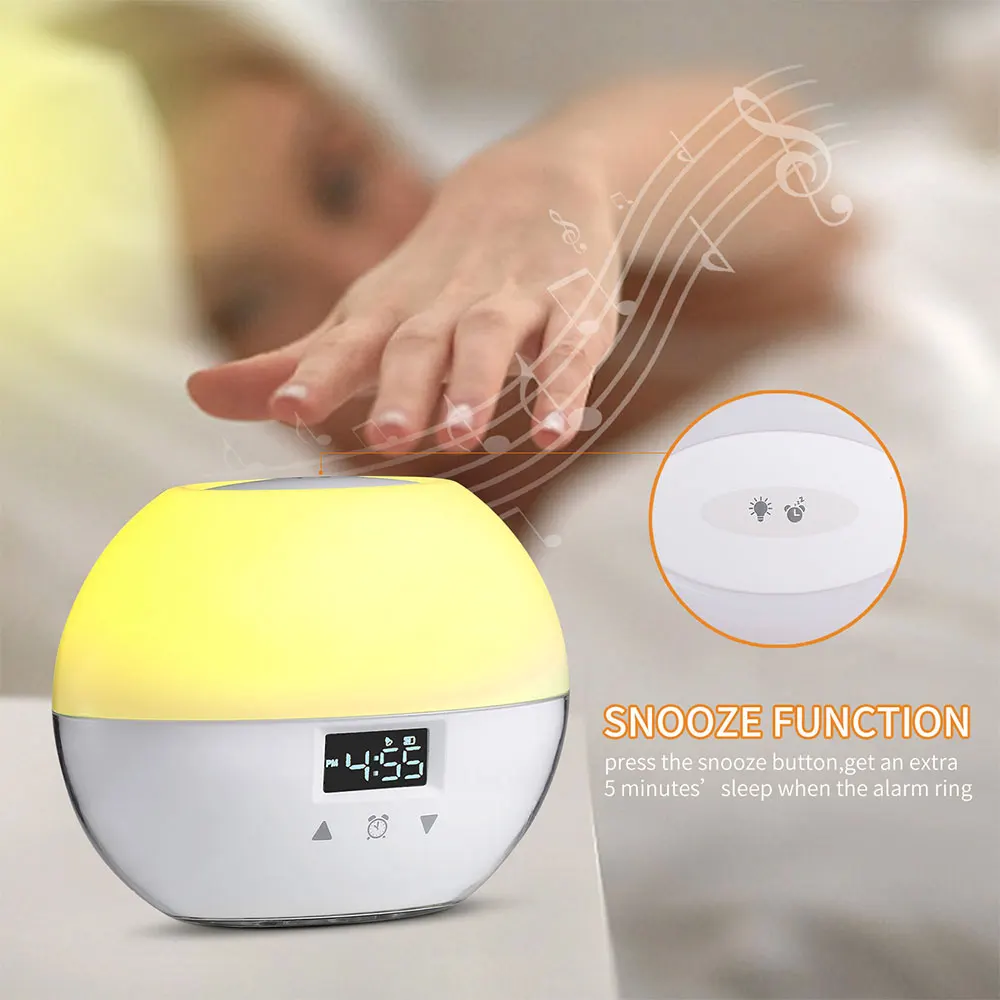 Световой будильник Smart Wake Up Light для детей моделирование режим сна ночник для спальни с Повтор Monden O8