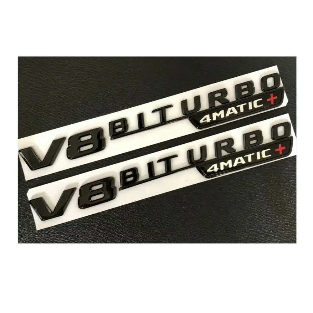 Gloss Black Черный глянец V8 BITURBO 4matic+ крыло эмблемы значки для Mercedes AMG - Цвет: Gloss Black