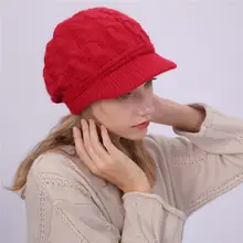 Женская зимняя вязаная шапка, одноцветная, плюс бархат, кроличий мех, крест, теплая шапка, осень, игольчатый купол, роскошная, Skullies, шерстяная шапка