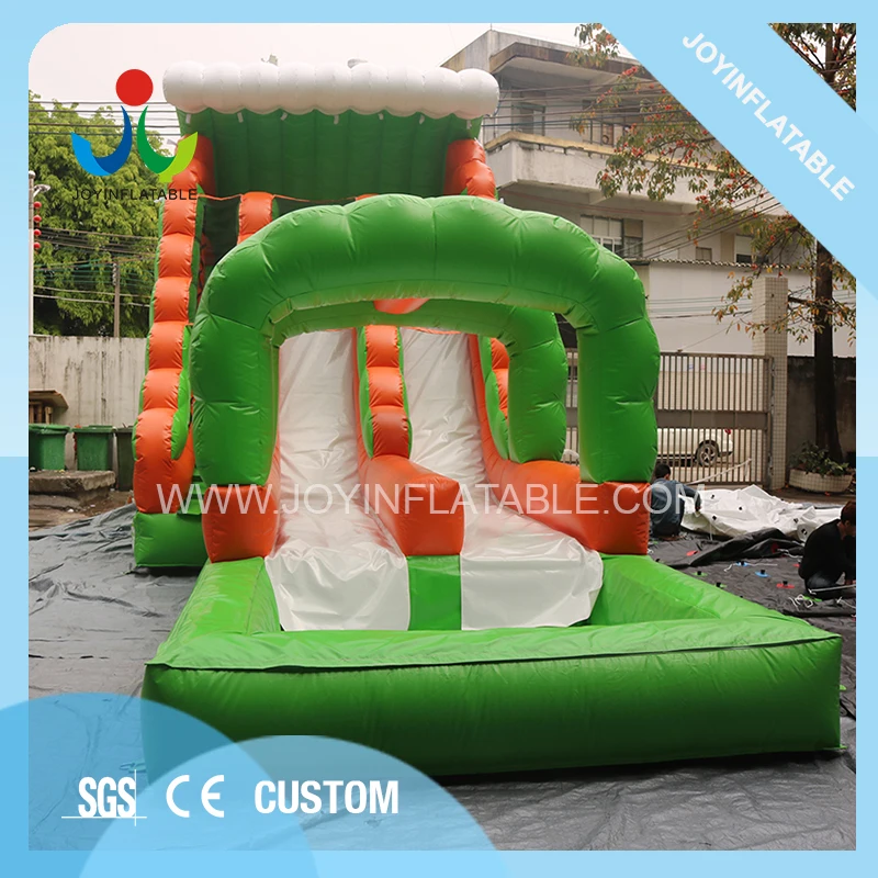 Inflatable Double Lanes Water Slide with Swimming Pool 2