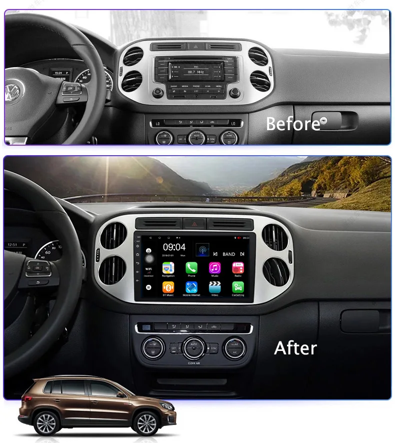 Top HFCYJIA 9" Android 8.1 System Car Radio Tape Recorder For Volkswagen 2010-2015 GPS Navi Player BT SWC WIFI RDS Google OBD DVR 1