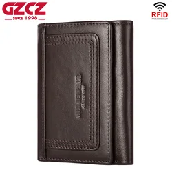 100% Genuine Cowhide Leather Men Wallet Classic Short Coin Purse Small Vintage Wallets Brand High Quality Designer with Zipper