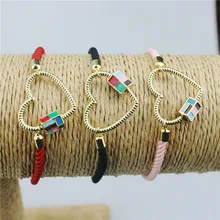 5 шт./лот высокое качество cz застежка браслет, в форме сердца кубический циркон Шарм ювелирные изделия, Регулируемый Женский браслет