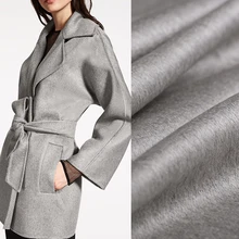 Качественное кашемировое шерстяное пальто, ширина 155 см, вес 750 г/м, серое, двустороннее, волнистое, Осеннее и зимнее пальто, верхняя одежда из ткани, DE1135