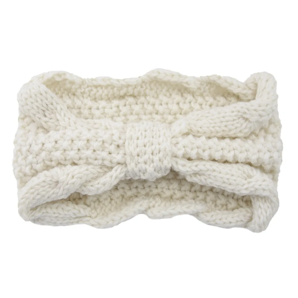 Molans Bow Twist Wide Headband Ladies Solid Winter Crochet Knitting Woolen Warm Stretch Headbands Handmade Hair Accessories