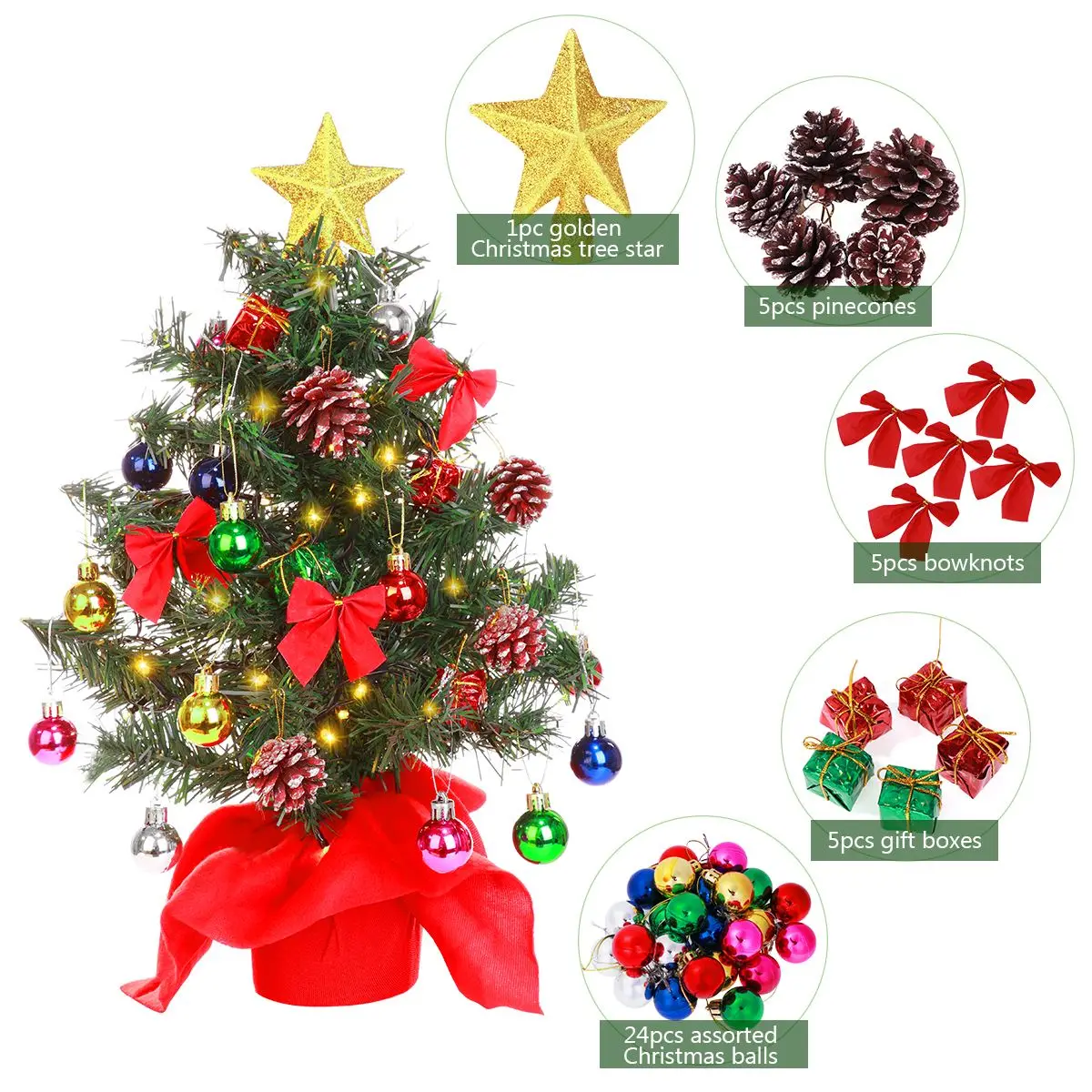 50 см цветные искусственные елки имитация на Рождество дерево с светодиодный светильник-гирлянда мини маленькие настольные рождественские украшения