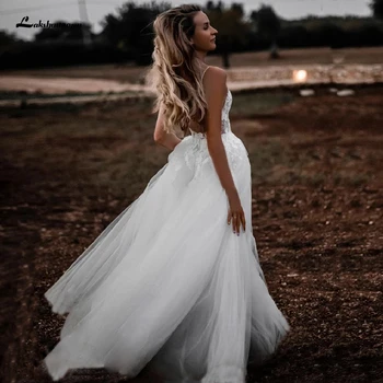 

Sexy Bridal Strapless Wedding Dress Country Summer 2020 Robe Mariage White Tulle Boho Wedding Dresses See Through Lace Corset