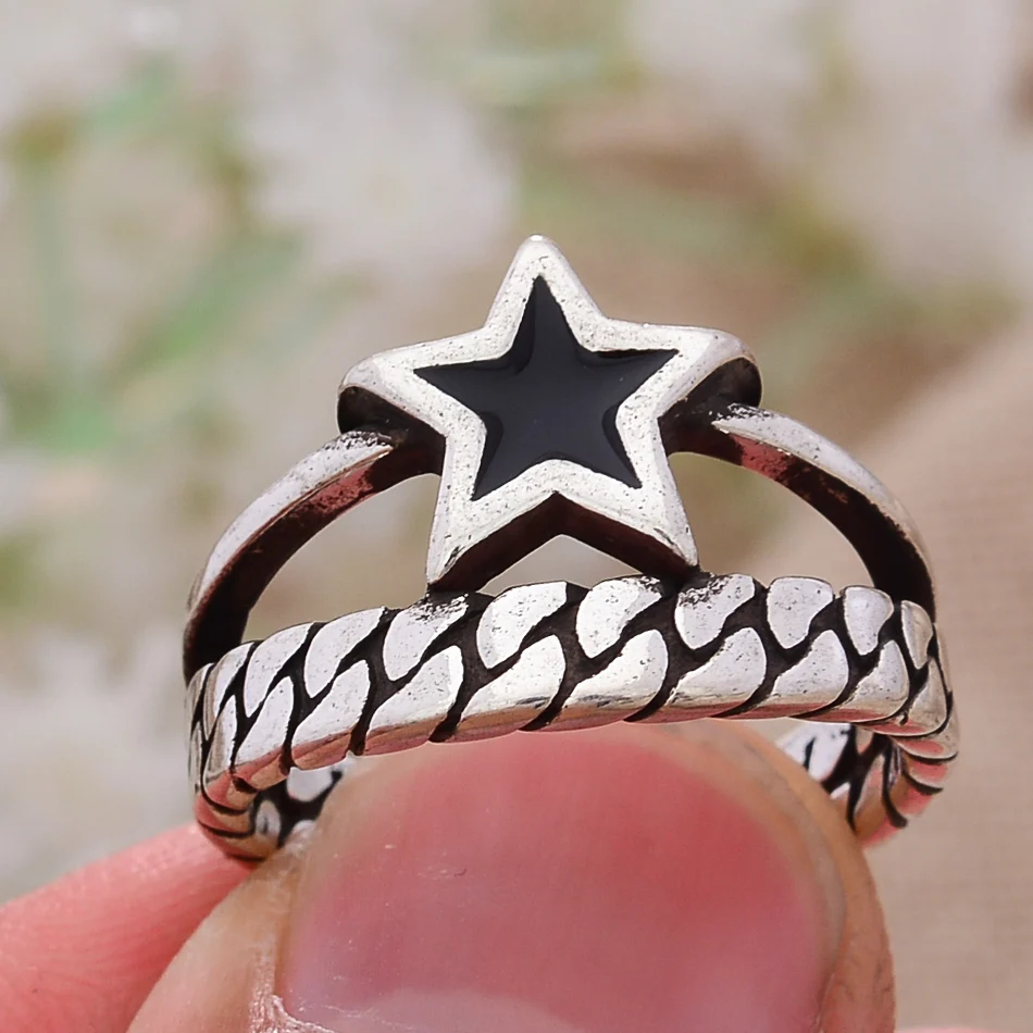 New Arrival 30% Silver Plated Fashion Black Spot Glaze Star Ladies Finger Ring Promotion Jewelry Women Halloween Gifts | Украшения и