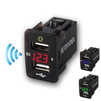 

Modified Smartphone Voltage Display Car Charger With Voltmeter GPS Mobile Charger Current Micro Double USB Car Charger For Honda