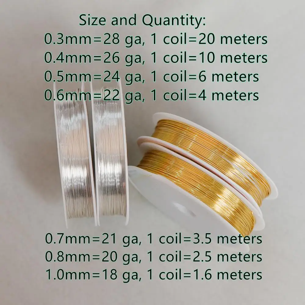 Позолоченная/Посеребренная Медная проволока, ювелирные изделия tarnish Crafting wire wrafting принадлежности, 0,3 мм-1 мм(18-28 калибр)(# GB-455