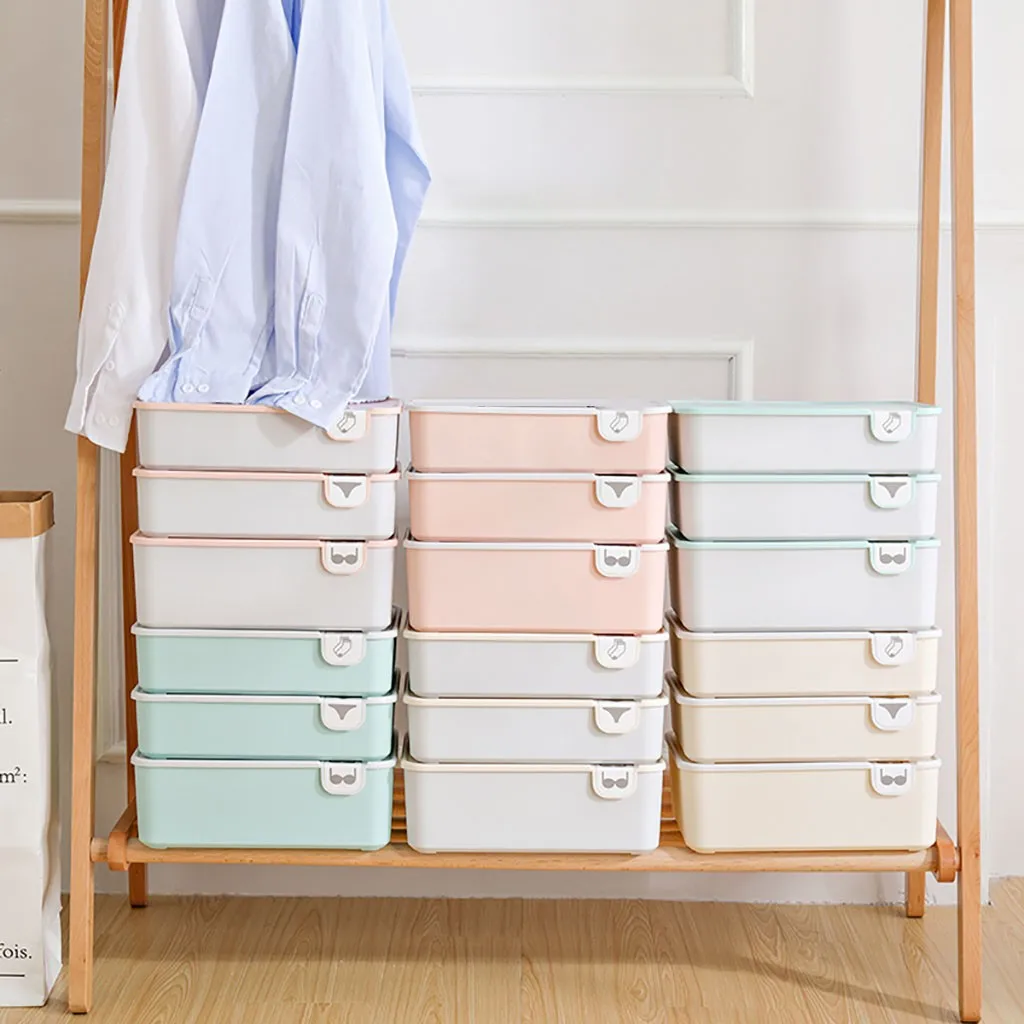 Пластиковое Нижнее белье коробка для хранения с крышками пылезащитный бюстгальтер трусики носки деление коробка-органайзер Cajones Нижнее белье Чехол для хранения