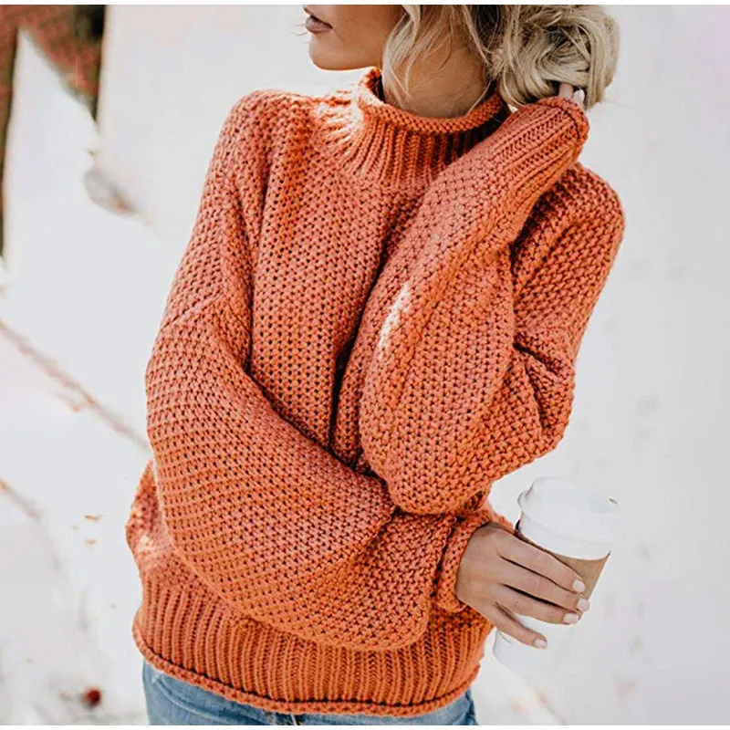 

Autumn Turleneck Knitted Sweater Women Fashion Batwing Sleeve Knitting Ribbed Sweaters Pullover Female 2019 Winter Casual Jumper