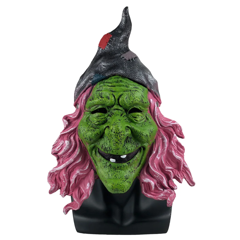 

Horror Witch Mask Cosplay Sorceress Old Women Scary Clown Green Face Women Masks Carnival Halloween Party Masquerade Props