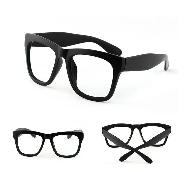 Vazrobe(без объектива) оправа для очков Мужская Женская винтажная очки в стиле стимпанк для мужчин и женщин поддельные большие толстые PC очки черные ретро - Цвет оправы: matte black