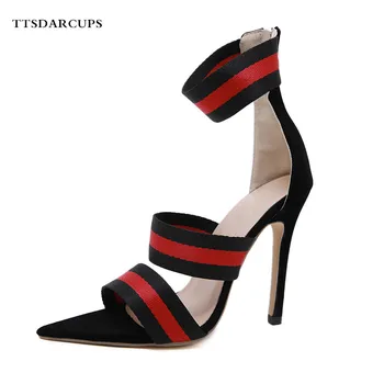 

TTSDARCUPS New women sandals high heels Ankle band sexy Fine heel Open toe Plus Size 35-42 shoes women