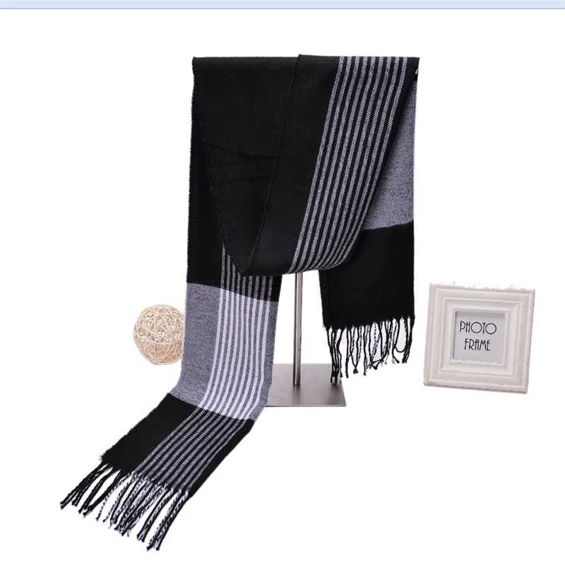 Fashion New Autumn and Winter Men and Women Europe and America Imitation Cashmere British Lattice Tassel Scarf Winter Warm