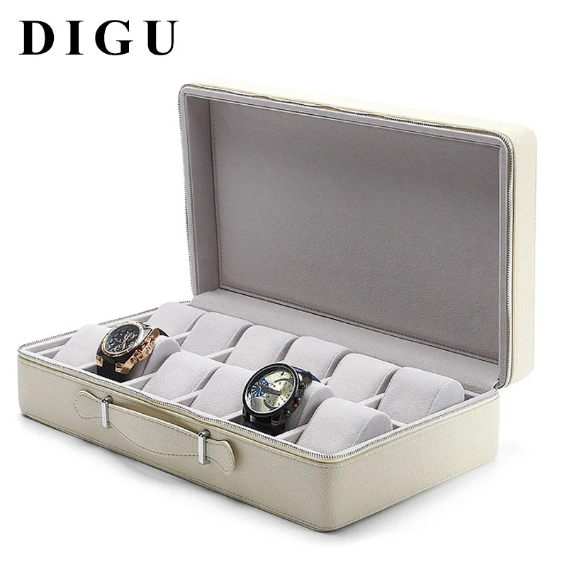 

High-grade PU leather 2 bit 8 12-bit watch storage display suitcase watch collection box zipper mechanical watch box