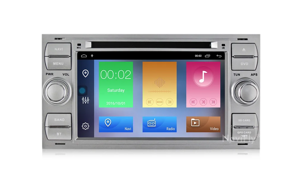 Best Navifly Android 9.1 Quad core 32G ROM Car Multimedia player for Ford Focus Kuga Transit Silver with free shipping 4G wifi RDS HD 15