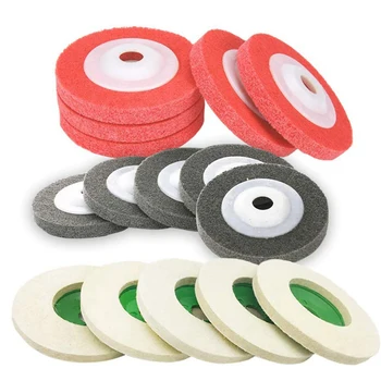 

15 Pcs 4 Inch x 5/8 Inch Wheel Wool Wheels Nylon Fiber Polishing Set, Grinding Polishing Wheel for Angle Grinders