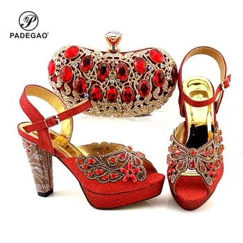 

Red Nigerian Shoes and Matching Bags Women Italian African Party Pumps Shoes and Bag African Wedding Italian Shoe and Bag Sets