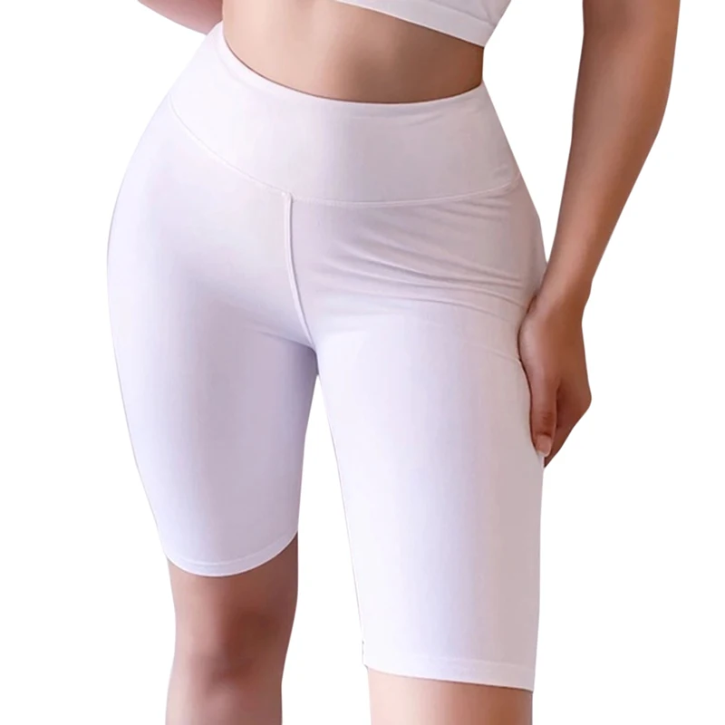 Модные короткие леггинсы, женские повседневные однотонные укороченные Леггинсы с широким поясом, женские спортивные летние леггинсы для фитнеса, современные женские короткие леггинсы