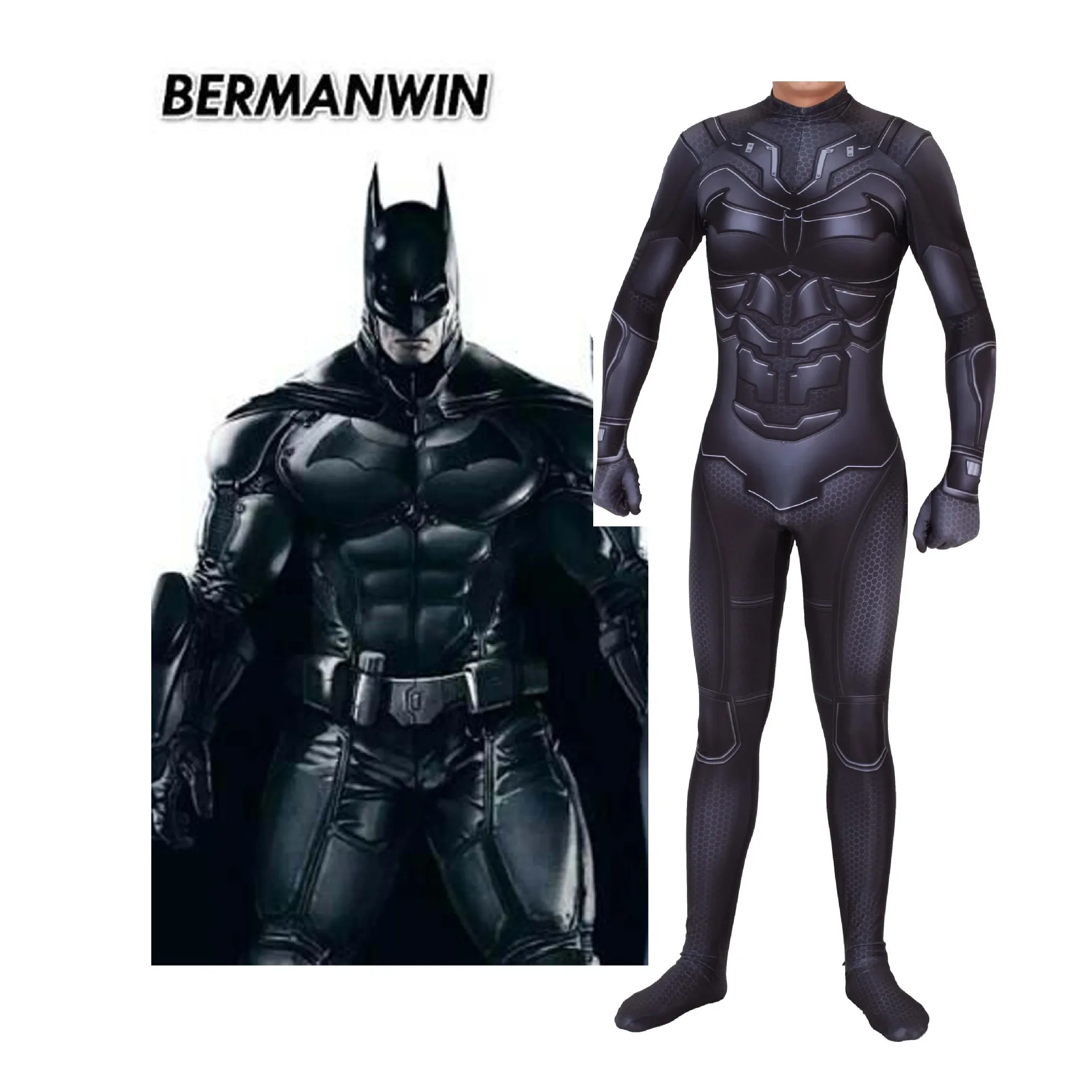 Batman Cosplay Costume Mask suit The Dark Knight Bruce Wayne Superhero Halloween Costume Zentai Bodysuit Jumpsuit Kids Men Adult