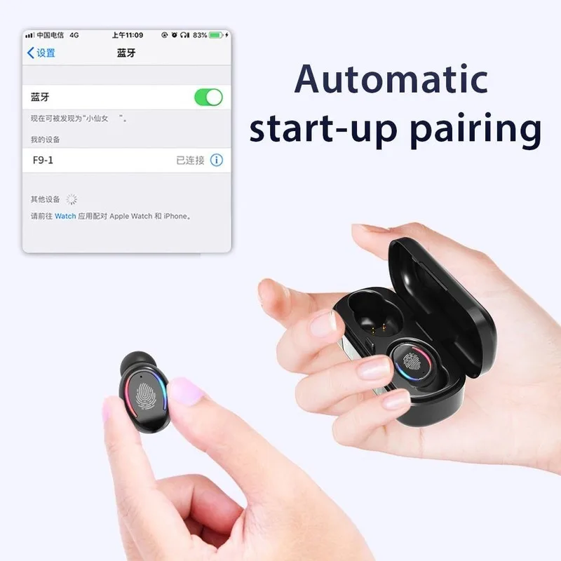 Wireless Earphones Bluetooth TWS 5 0HIFI Mini Sports Waterproof Earplugs with Private LED Portable Charging Box Power Display