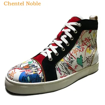 

Brand Chentel Noble Irregular Pattern Leather Loafers Men Casual Shoes Party Dress Shoes Men Flats Mixed Color Sneakers White