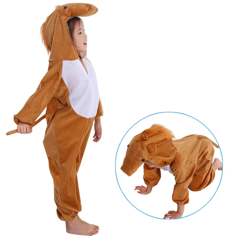 Kids Cartoon Animals Brown Horse Costumes Boy Girl Halloween Cosplay Costume Anime Disfraces Dress Up Role Play Jumpsuit Clothes
