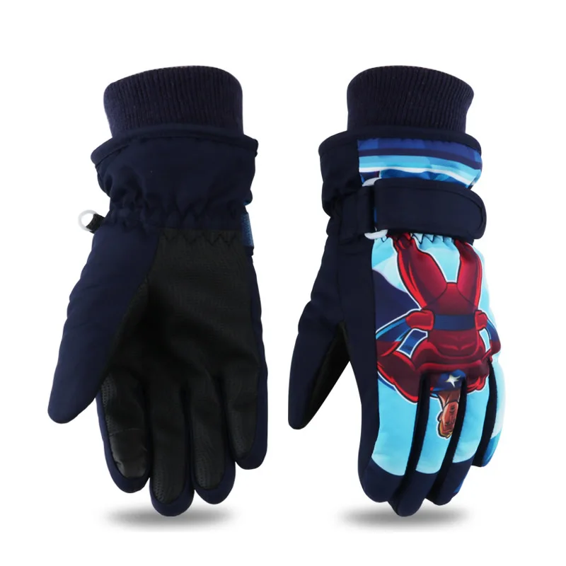 Ceny Zagęścić rękawice narciarskie dzieci wiatroszczelne wodoodporne regulowane snowboardowe rękawice na śnieg wzór kreskówki odporne na zużycie PU