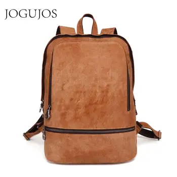 

JOGUJOS Cowhide Men's Backpack Genuine Leather Casual Backpack 15.6" Laptop Male Daypacks Men Fashion Rucksack School Bag