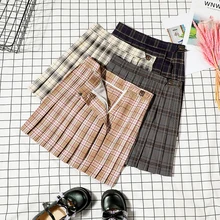 JK форменные юбки Летняя женская юбка для колледжа свободные юбки на пуговицах с высокой талией Harajuku клетчатая юбка милые юбки