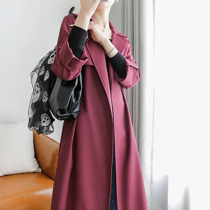 

2020 Women's Fashion Autumn Classic Leisure Medium Length Windbreaker Outside Temperament Thin Waist Women's Coat