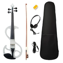 Full Size 4/4 Electric Violin Set w/ Bow + Hard Case + Headphones + Rosin + Audio Cable Musical Instrument for Beginners