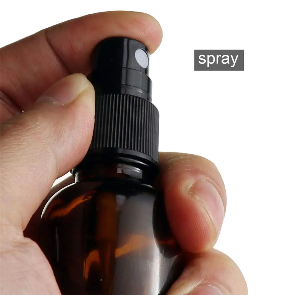 24pcs Amber 10 ml (1/3 oz) Glass Mist Spray Bottles with Black Fine Mist Sprayer's for essential oils, perfume oils