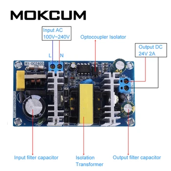 

AC-DC 110V 220V to 24V 2A 50W Voltage Converter Switching Power Supply Module Buck Step Down Module
