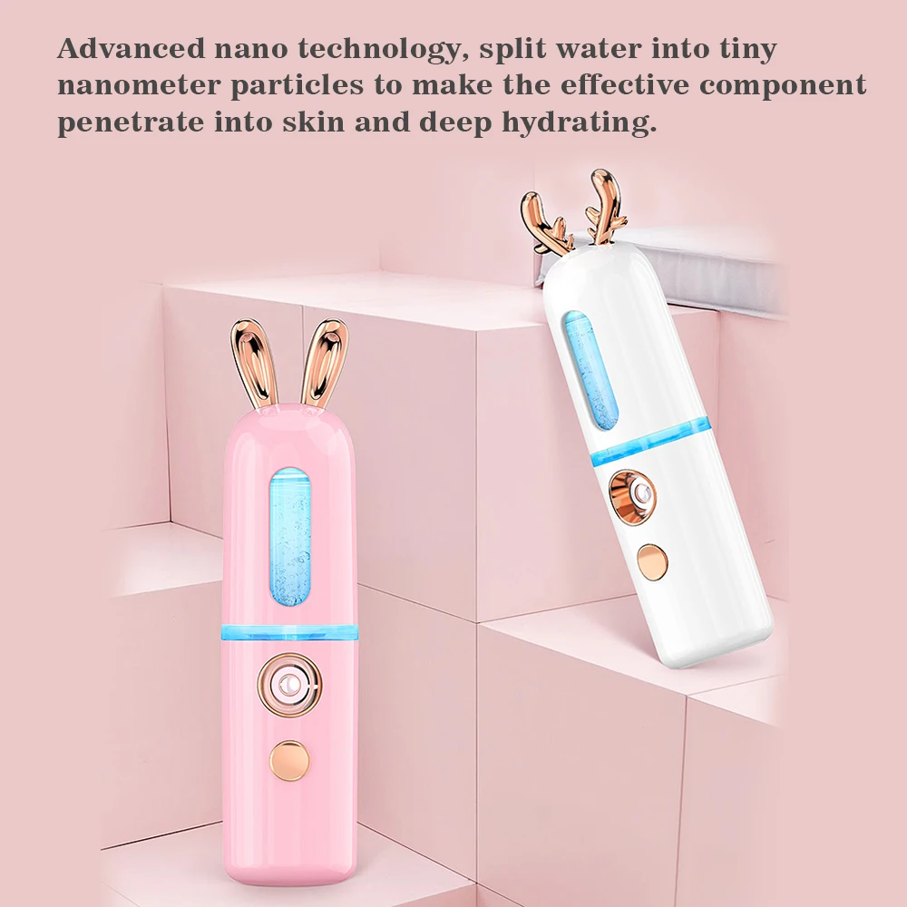 

Handy Facial Mister Cool Mist Handy Facial Steamer Nano Mister Face Spray Bottle Mist Sprayer Skin Moisture Meter Rechargeable
