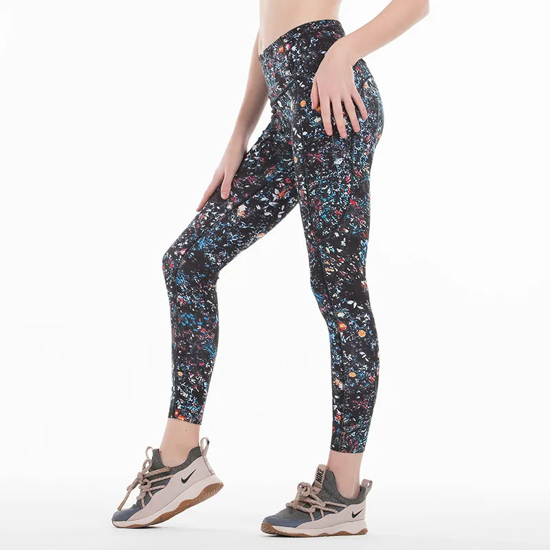 

High waist 7/8 Tight Soft Sports Squatproof pant Athletic Fitness Prints Ankle-length Pants Women Stretchy Gym Pencil Pants