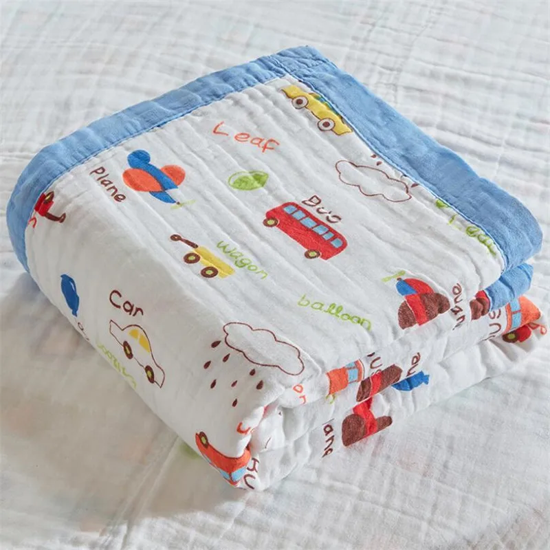 Muslin Cotton Bedding Baby Blanket 6 Layers Gauzed Cotton Kids Children Adult Sleeping Blanket For Bed 4 Large Size Optional 6