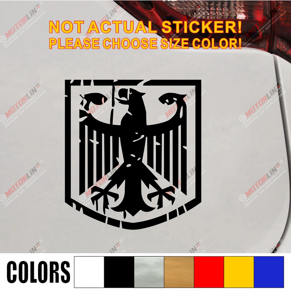 

German Eagle Flag Coat of Arms of Germany Car Decal Sticker Vinyl distressed style Window Bumper die cut,choose size and color!