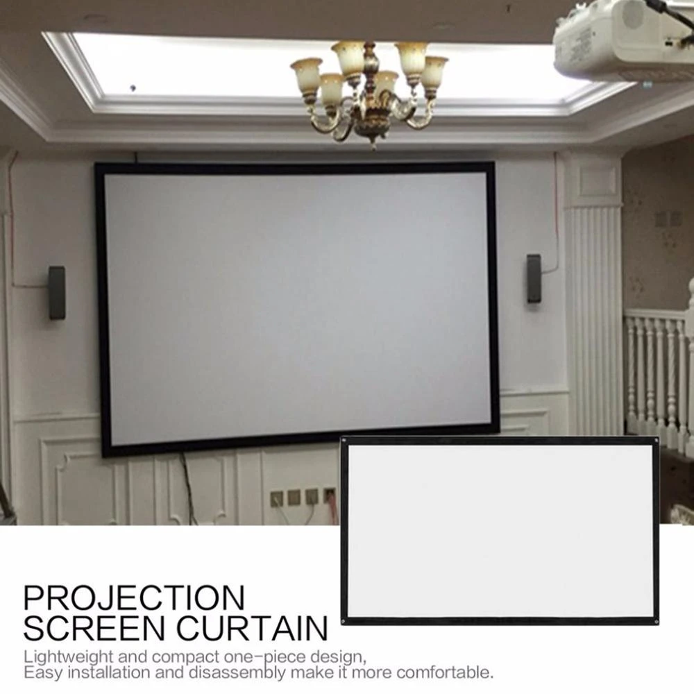 Foldable Projector Screen 16:9 White Matte 3DHD Home Cinema Theater